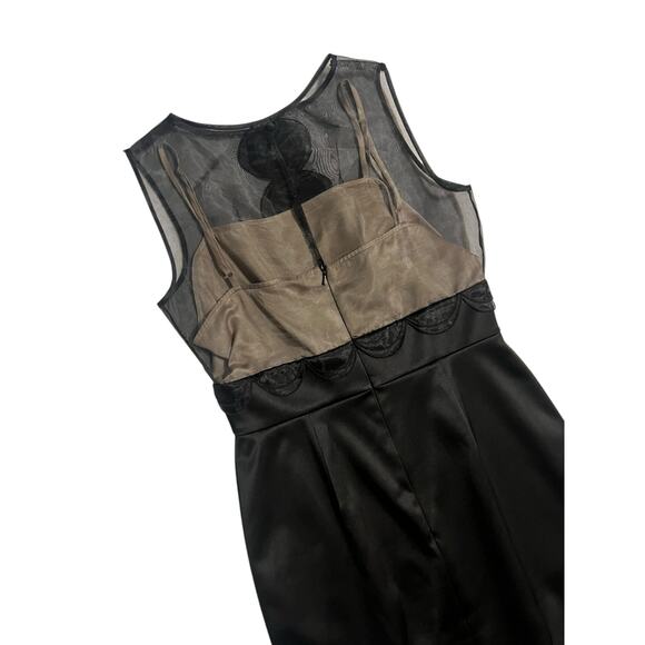 Max and Cleo Black Sheer Satin Cocktail Mini Dress Sleeveless Size 8 Semi Formal - Picture 4 of 12